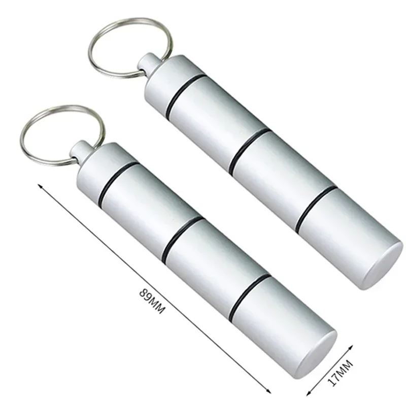 1 قطعة الألومنيوم المحمولة بقاء مقاوم للماء حبة حاوية علب الطب حقيبة للتخزين زجاجة الإسعافات الأولية مع حلقة رئيسية مجموعات السفر #6