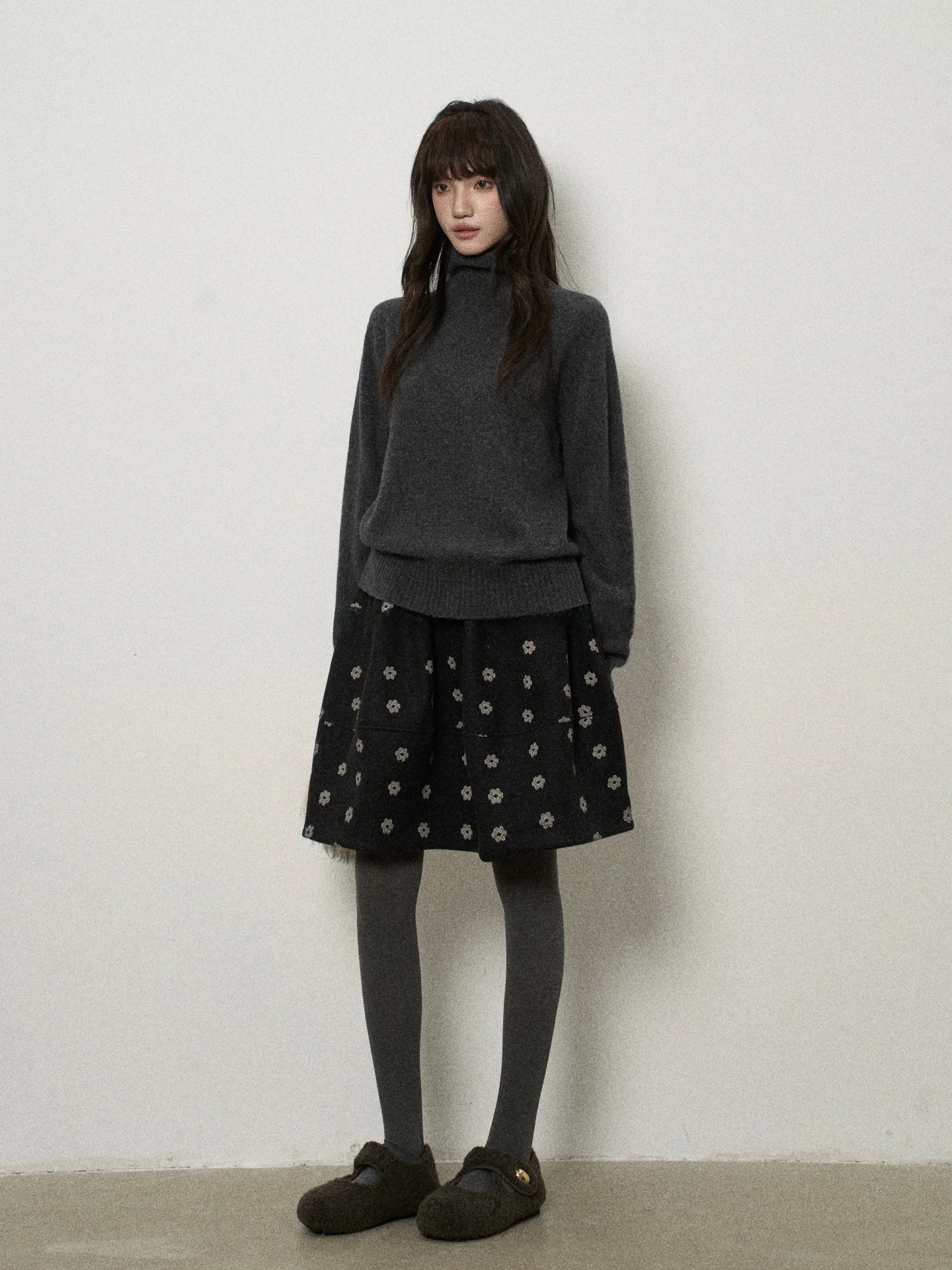 

Floral A-Line Skirt Women's Winter Cotton Blend Warm Casual Vintage Pattern Flower Bud f-length Skirt by Repheal Flower7