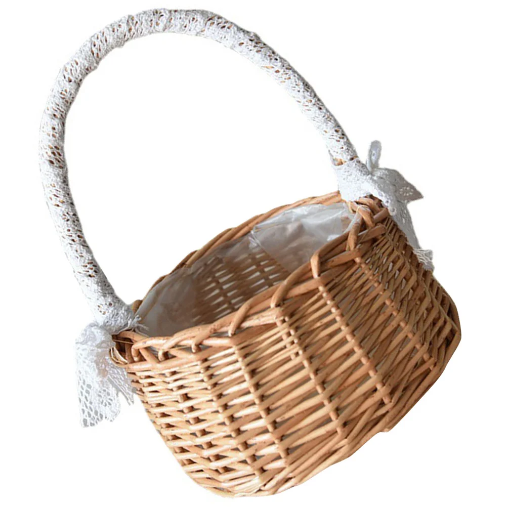 

Multipurpose Rattan Woven Basket Handcrafted Storage Container for Fruits Vegetables Sundries Floral Arrangement Home Decor