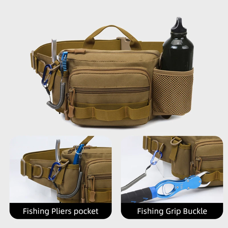 Fishing Chest Bag Tactical Tackle Fanny Pack EDC Fishing Lure Bag Outdoor Camping Hiking Climbing Hunting Waist Bag Rig Pouch