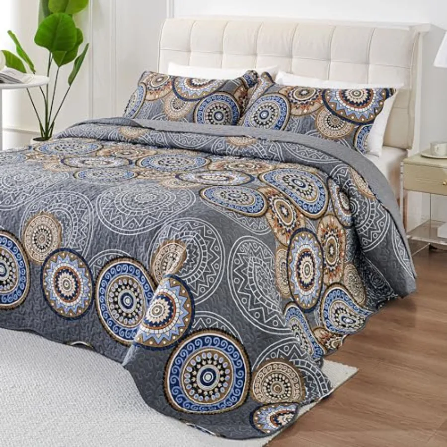 

Комплект из 3 предметов: Легкое летнее покрывало King Size (98''x106'') из мягкой микрофибры с цветочным узором, роскошное теплое покрывало для кровати