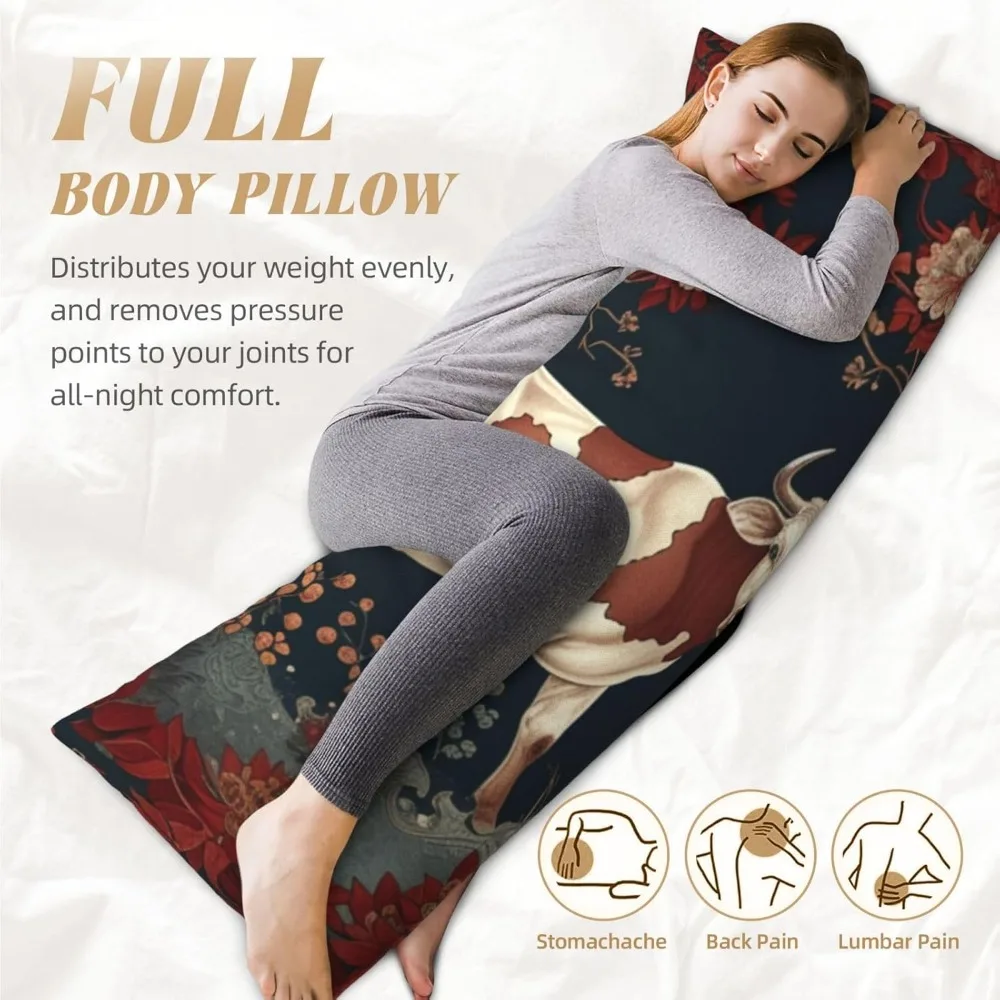 1pc Extra-Long 19.69x53.94inch Full-Body Pillowcase, Ultra-Soft No-Insert Design, Hidden Zipper, Machine Washable, Suitable for