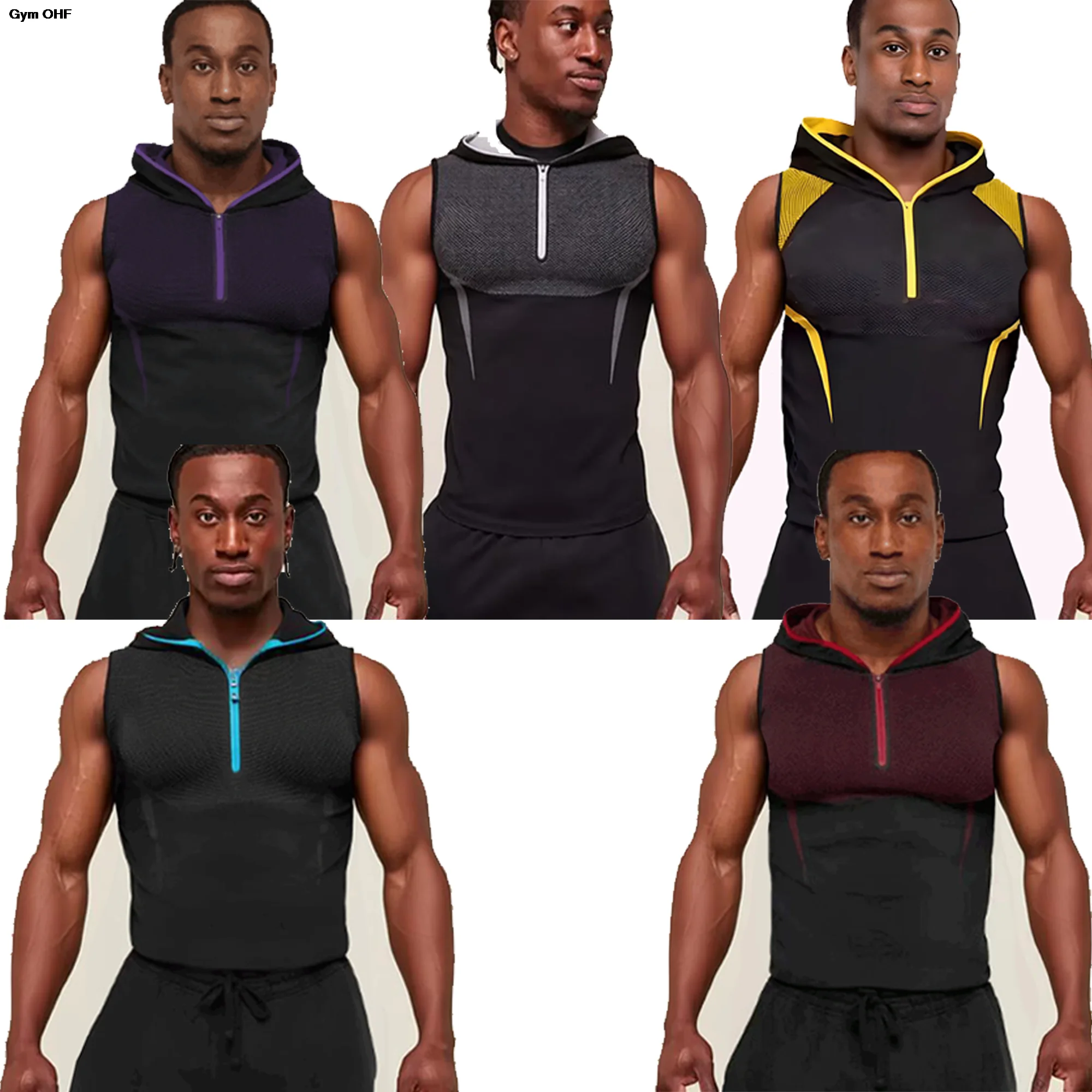 Compression Vest Hooded Gym T Shirts Rashgad MMA Men Bodybuilding Sports Hooded Singlet Quick Dry Running Shirt Mens Tight
