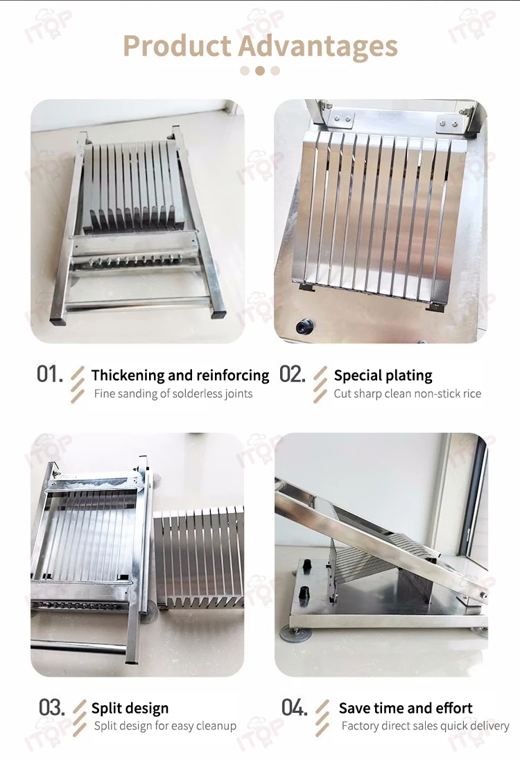 ITOP SRC Pemotong Sushi Komersial 304 Mesin Pemotong Sushi Baja Tahan Karat Alat Pengiris Sushi Alat Pengolahan Makanan 8/10/12 Buah