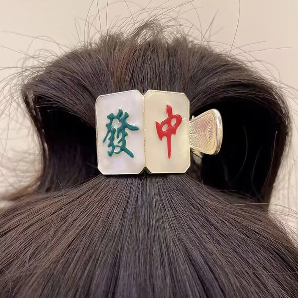 

Chinese Mahjong Hair Claw Clip Small Compact Lightweight Hairpin Decorative Hair Ornament Carnival Festival Mahjong Hairpins