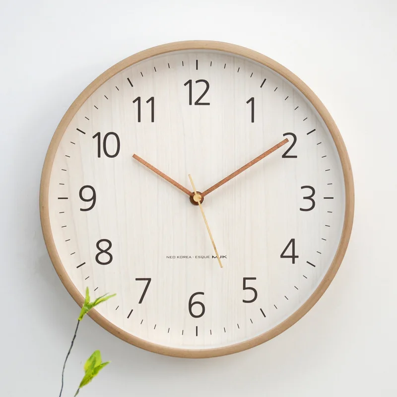 Wooden Simple Modern Wall Clock Living Room Creativity Fashion Watch Nordic Clock Bedroom Mute Living Room Decoration