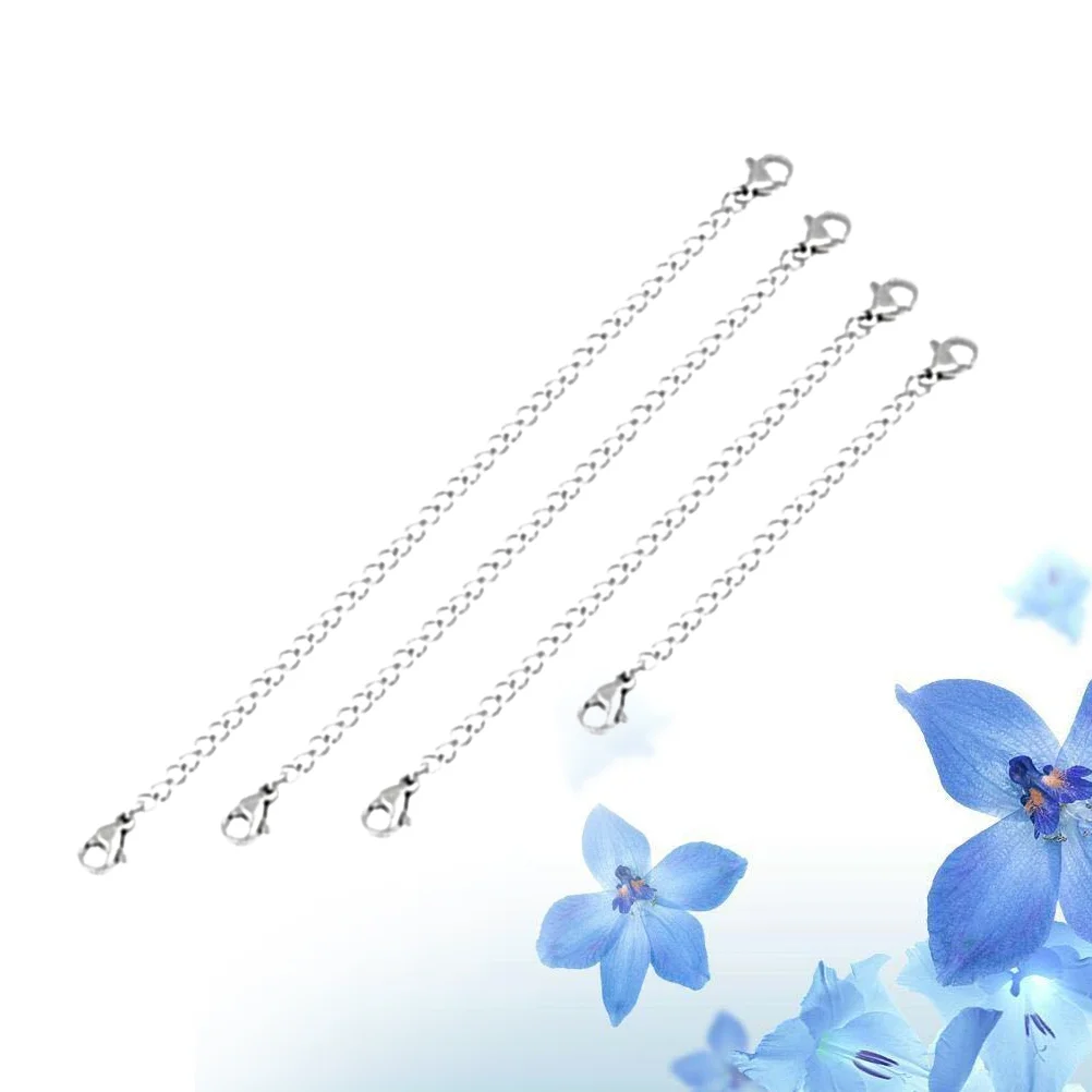 

4 PCS Necklace Extension Chain Extender Chains with Lobster Clasp at Both Ends Bracelet