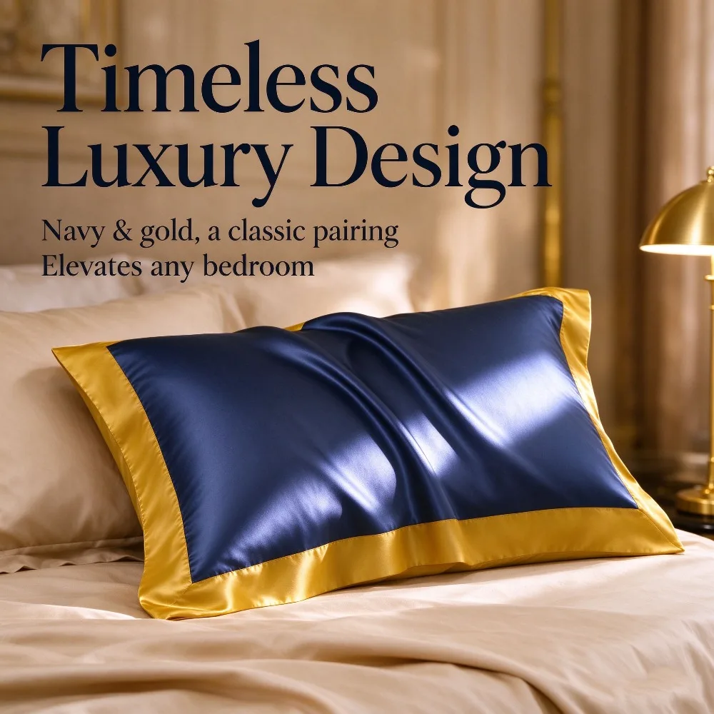 40 Momme Mulberry Silk Pillowcase for Hair and Skin Silk Front Polyester Back Pillow Cover Soft Breathable Queen Size Gift Box