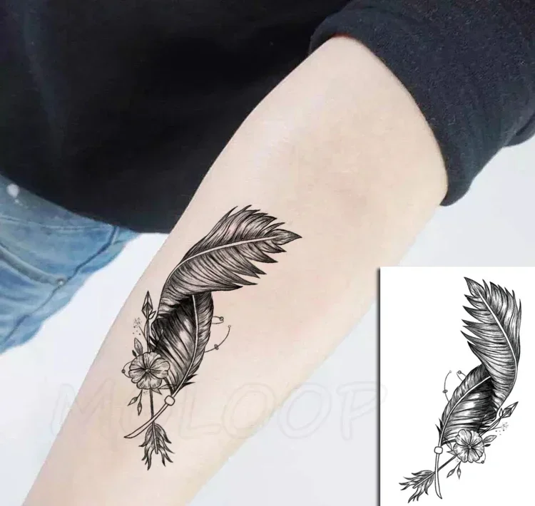 Vogel sexy veer Tijdelijke Tattoo Sticker Waterdicht Vrouwen Mannen Volwassenen Fake Body Art Nieuw Ontwerp 10.5X6cm Kids Hand Tatoo