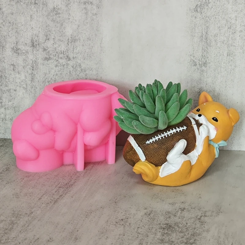 Geometric Dog Gypsum Silicone Molds for Making Succulent Plant Flower Pot K3KF