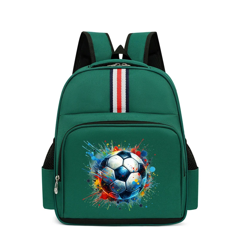 Watercolor Soccer Print Primary Student Backpack Soccer Fan Outdoor Travel Multi-function Kids Backpack Ball Primary School Bags