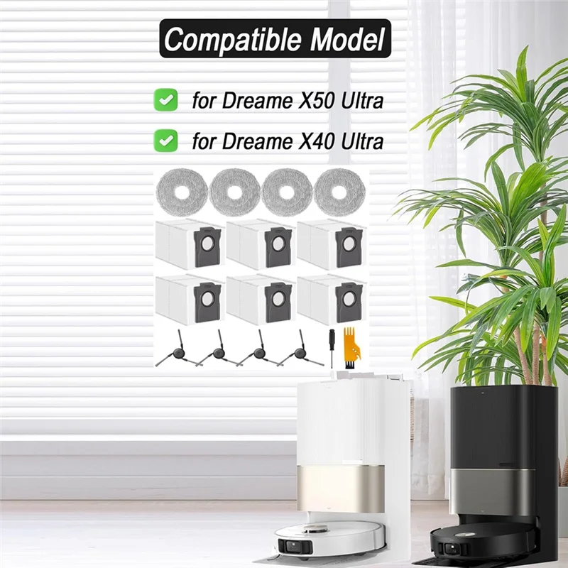 อุปกรณ์เสริมสําหรับ Dreame X50 Ultra เครื่องดูดฝุ่นหุ่นยนต์สําหรับ Dreame X40 Ultra, ถุงเก็บฝุ่น Mop Pads แปรงด้านข้าง