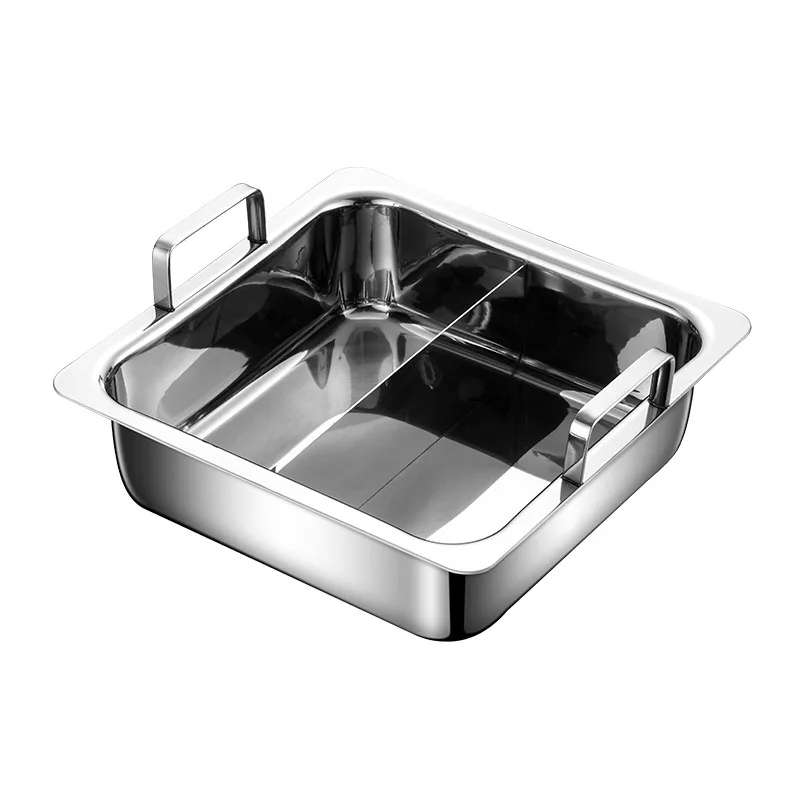 

Hot Selling Double Flavor Hot Pot Chinese Induction Stainless Steel Square Pot Commercial Cookware Mini