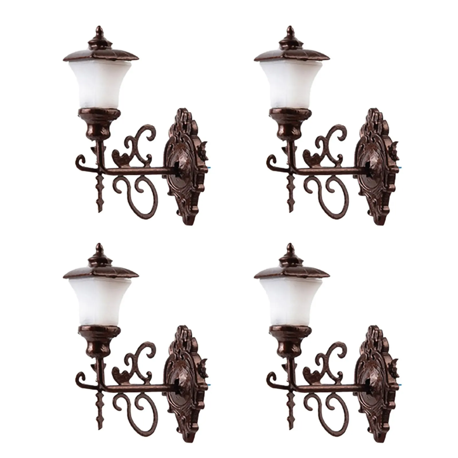 

4Pcs Miniature Wall Lamp Set Safe ABS Mini Luminous Light Adornment for Mini House Decoration Micro Landscape Sand Table Layout