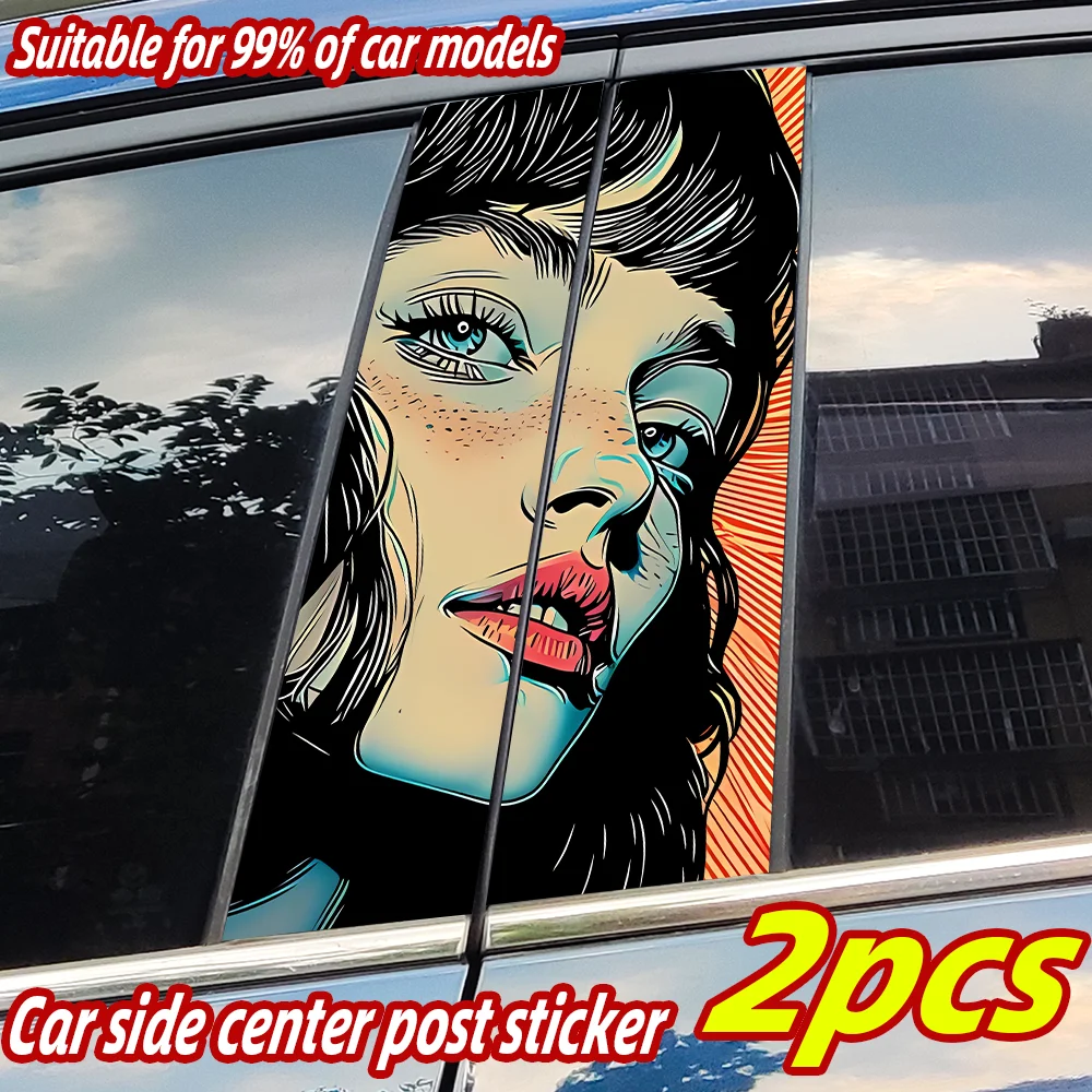 

Beauty Girl Car Sticker Anime Auto B-pillar Waterproof Sunscreen Vinyl Decal Auto Center Column Cover Scratches Decor Accessorie