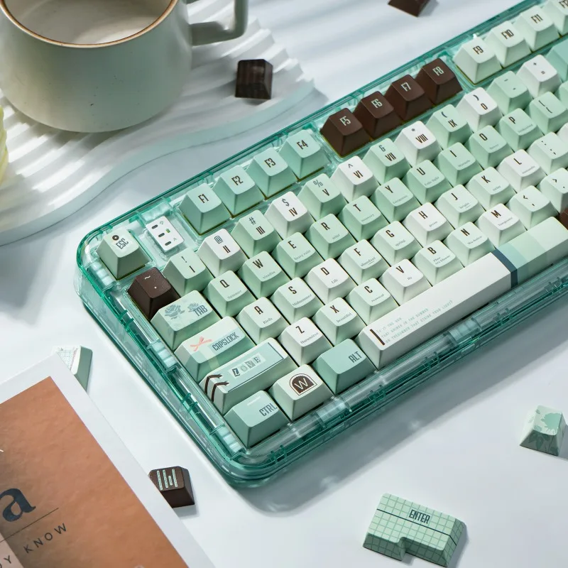 Mint Manbo Theme Tastenkappen-Set, 147 Tasten, individuelle PBT-Sublimation, Kirschprofil-Tastaturkappen für mechanisches Tastaturzubehör
