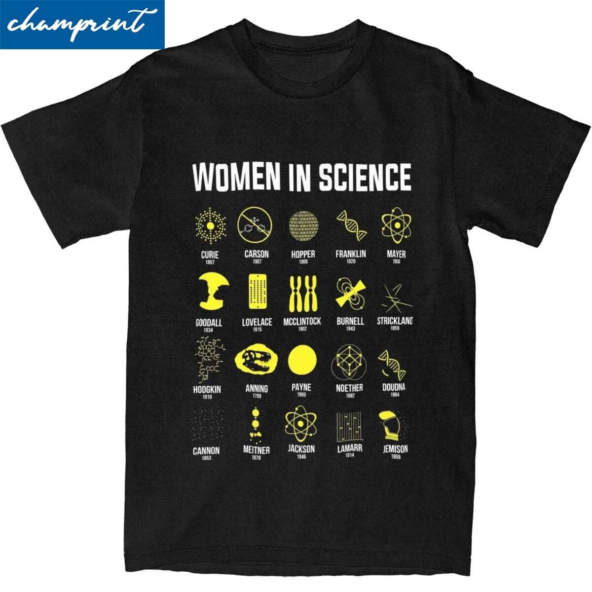 Women In Science T Shirt Men Women\'s 100% Cotton Unique T-Shirts Crew Neck Science Chemistry Physics Scientist Tops Summer