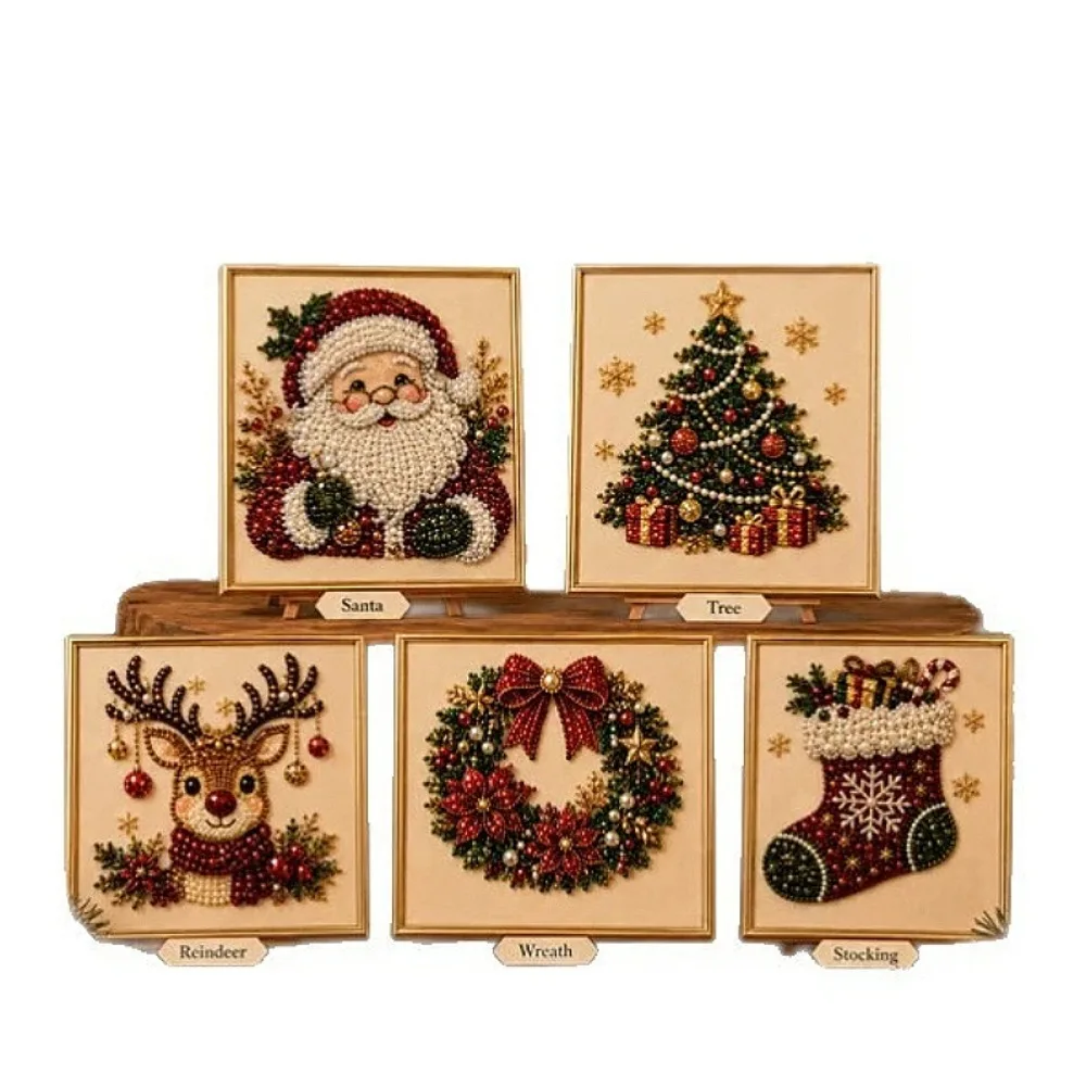 DIY Perlenkunst-Malset Weihnachtsmann-Rahmen Weihnachts-Wanddekoration Handgemachtes Perlenkunst-Bastelset für Erwachsene Weihnachtsgeschenk – Detail 6