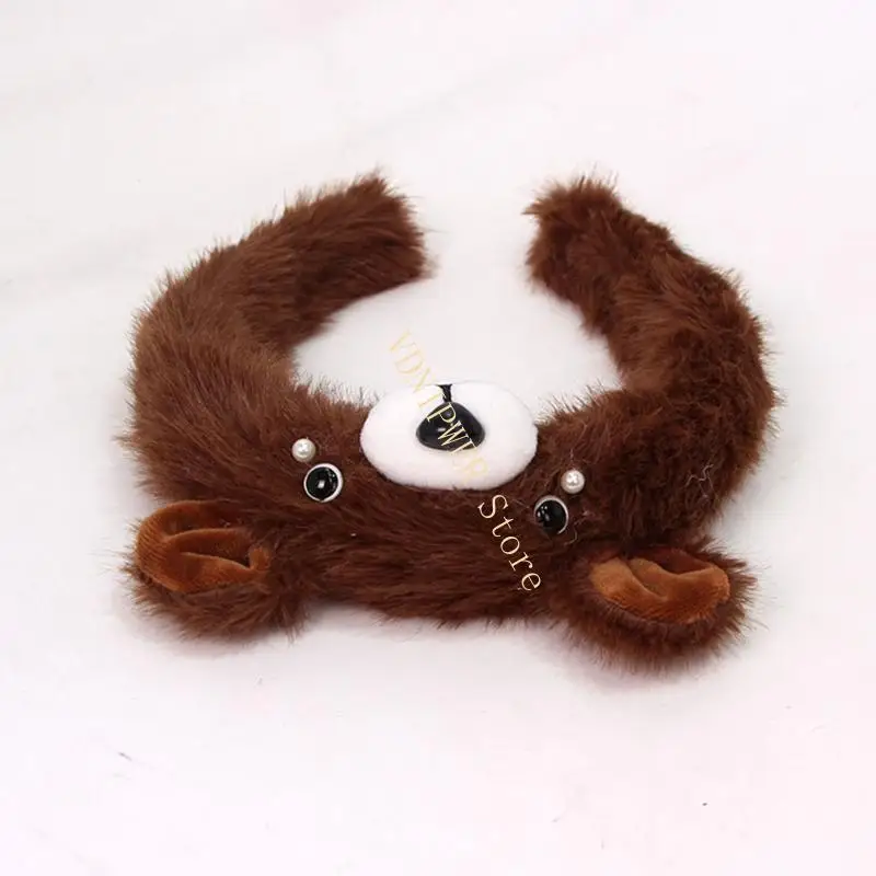 Lovely Plush Bear Ear Hairband Cartoon Hairhoop For Women Teens Face Washing D08E