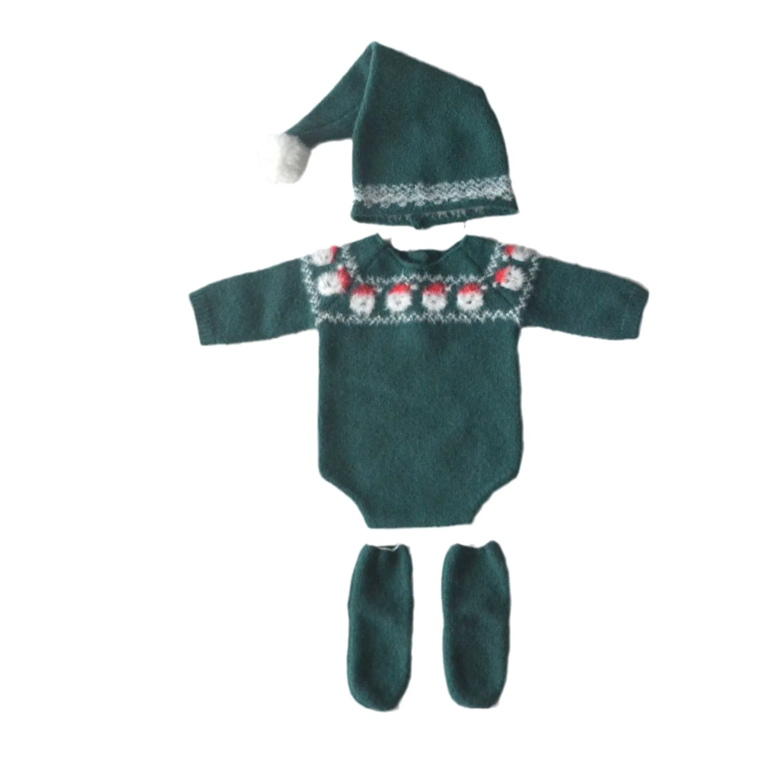 Newborn Photography Props Outfit Baby Photoshoot Knitted Christmas Hat  Clothing