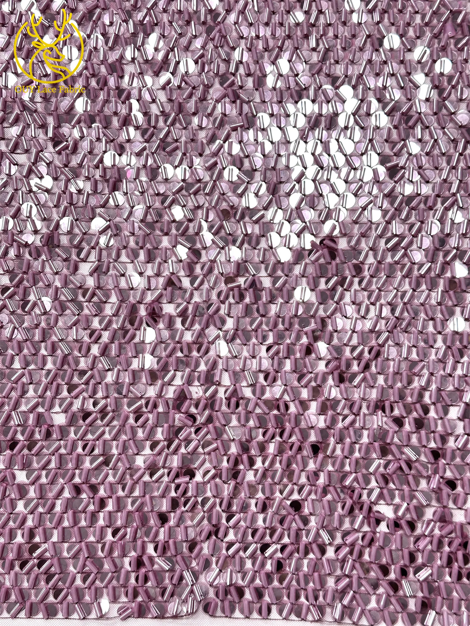 Neues Design Französischer gerollter Pailletten-Spitzenstoff 2026 Hochwertige afrikanische Tüllspitze Nigeria Pailletten-Spitzenstoff für Hochzeitskleider – Detail 7