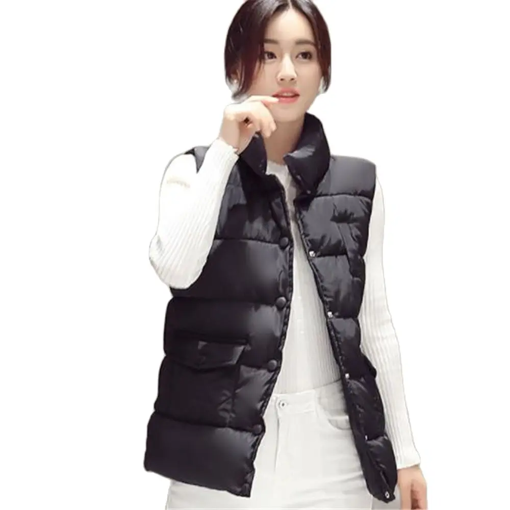 Women's Cotton Padded Puffer Vests Sleeveless Parkas Jacket Down Vests Waistcoat Down Outerwear Thicken Warm Winter