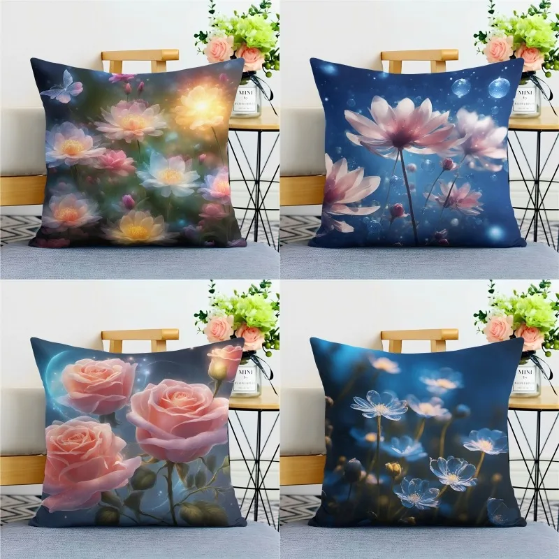 

Beautiful Crystal Flower Pillowcase Dormitory Decoration Office Living Room Home Pillowcase