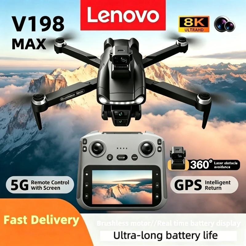 

Lenovo V198 GPS RC Drone 8K 4K HD Camera FPV Brushless Laser Obstacle Avoidance Optical Flow 4K Foldable Quadcopter Toys