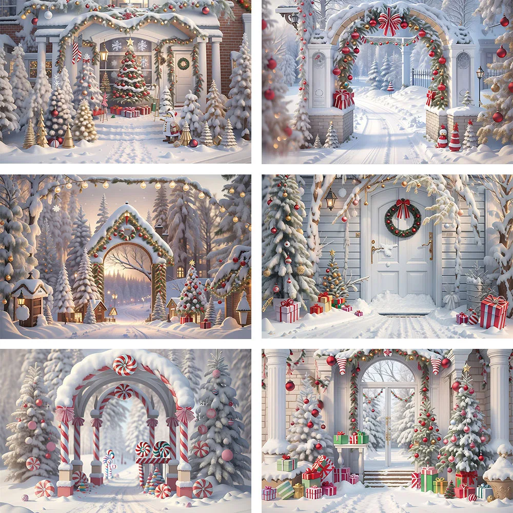 Avezano Winter Backdrop Candy Store Outdoor Christmas Funnytrees Kids Family Portrait Photography Background Photo Studio