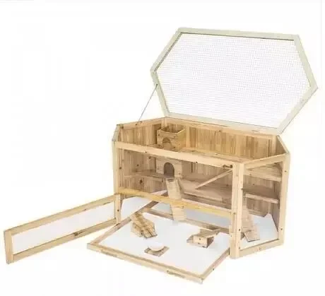 Chinese Natural wooden large pet animal gerbil hamster house cages for sale