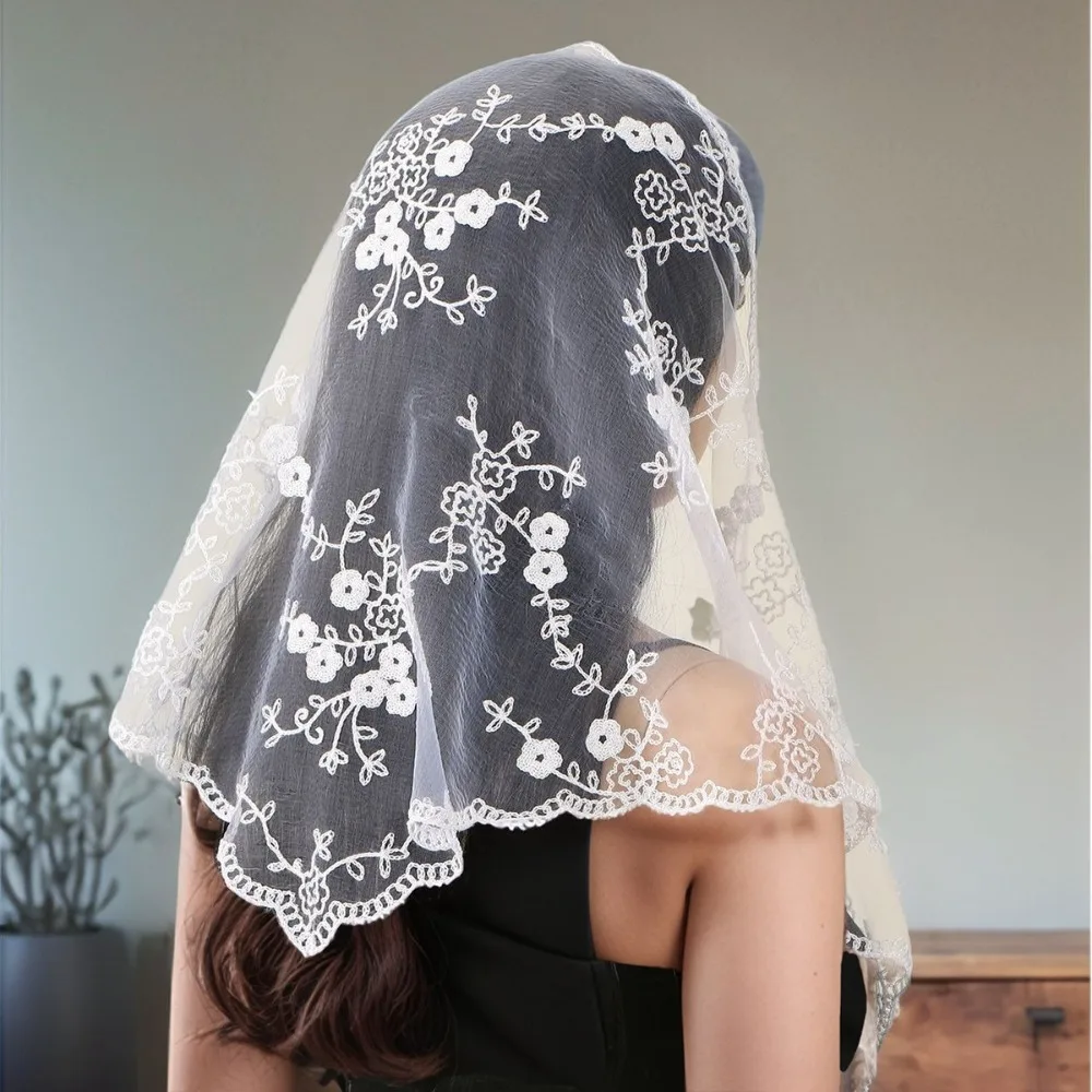 

Retro Fake Collar Lace Scarf Veil Headband Cape Cloak Lace Triangle Scarf Scarf Accessories Wraps Flower Scarves Travel
