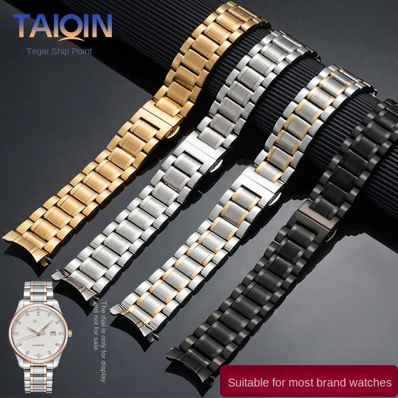 6 colors Flat Curved End Strap For any brand Watch Chain 18mm 19mm 20mm 22mm  23mm 24m metal Stainless Steel watchband Men women