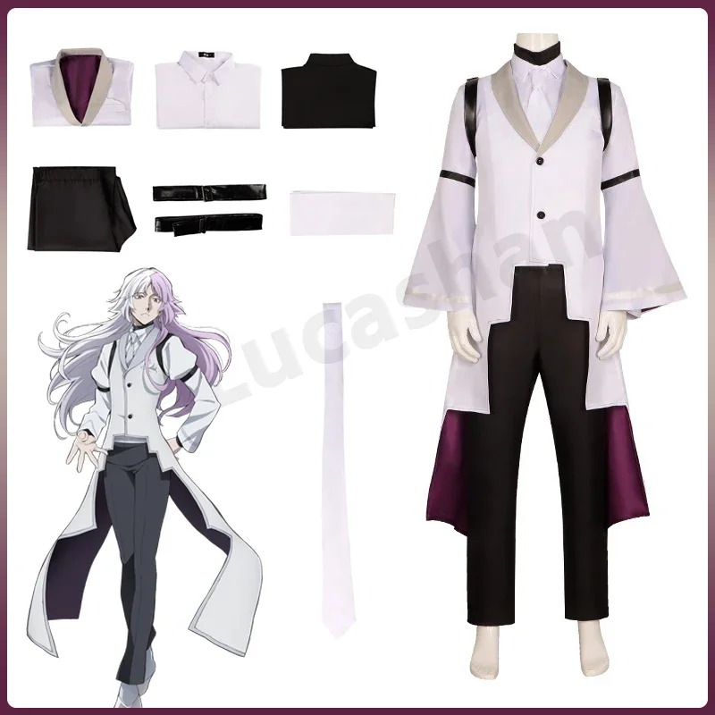 

Sigma Cosplay Anime Bungou Stray Dogs 4th Costume Trench Uniform Suit With Tie Halloween Christmas Party Clothes For Men Women