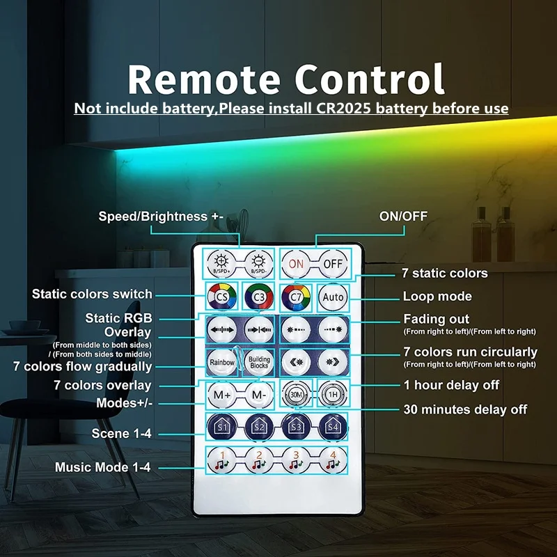 Bande lumineuse LED WS2812B RGBIC, synchronisation de la musique, Bluetooth, contrôle par application, ruban Flexible, Diode pour la décoration de la pièce