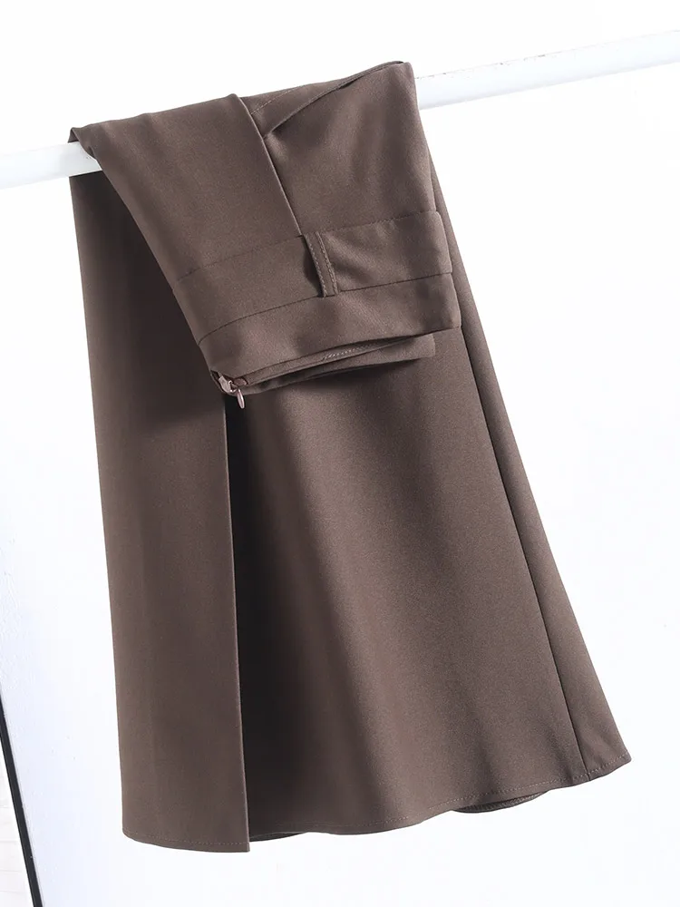 Fall Winter Twill Knit Pockets A-Line Womens Office Lady Black Brown High Waist S-3XL Female Mid Long Pleated Skirt Gift Belt