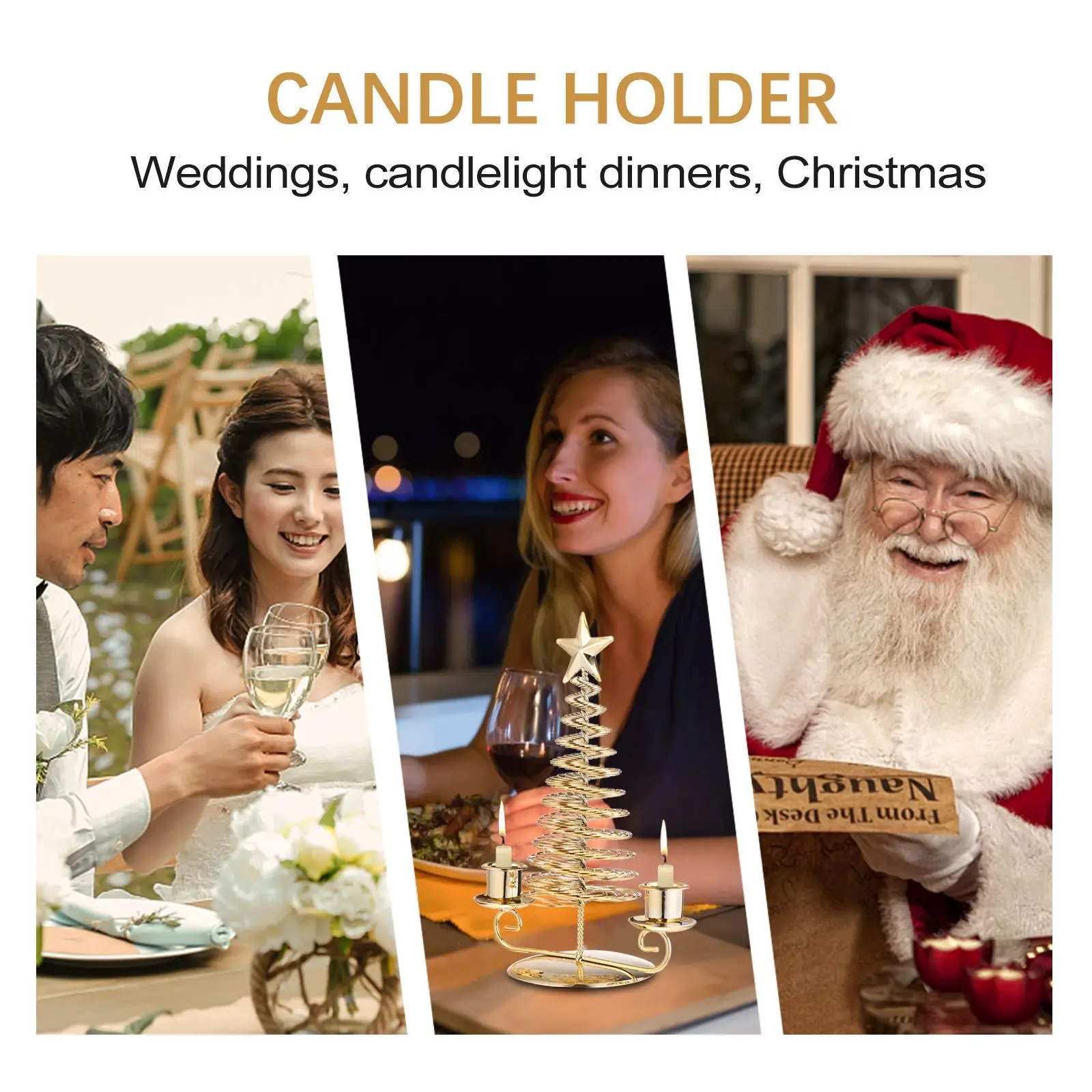 

Double-Head Metal Holder Christmas Tree Candlestick Desktop Decoration Wedding Xmas Home Ornament