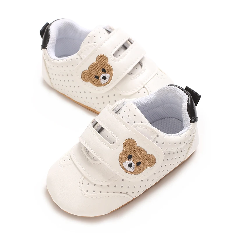 Newborn White Bed Shoes Young Children's Fashionable Teddy Bear Casual Sports Shoes Anti Slip Walking Shoes