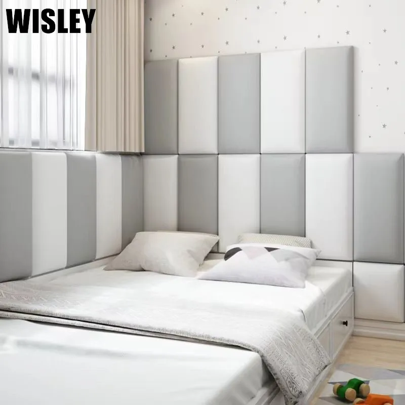 3D Anti-Collision Wall Padding for Kids Peel and Stick Headboard Self-Adhesive Panels for Bedroom Living Room Upholstered Wall