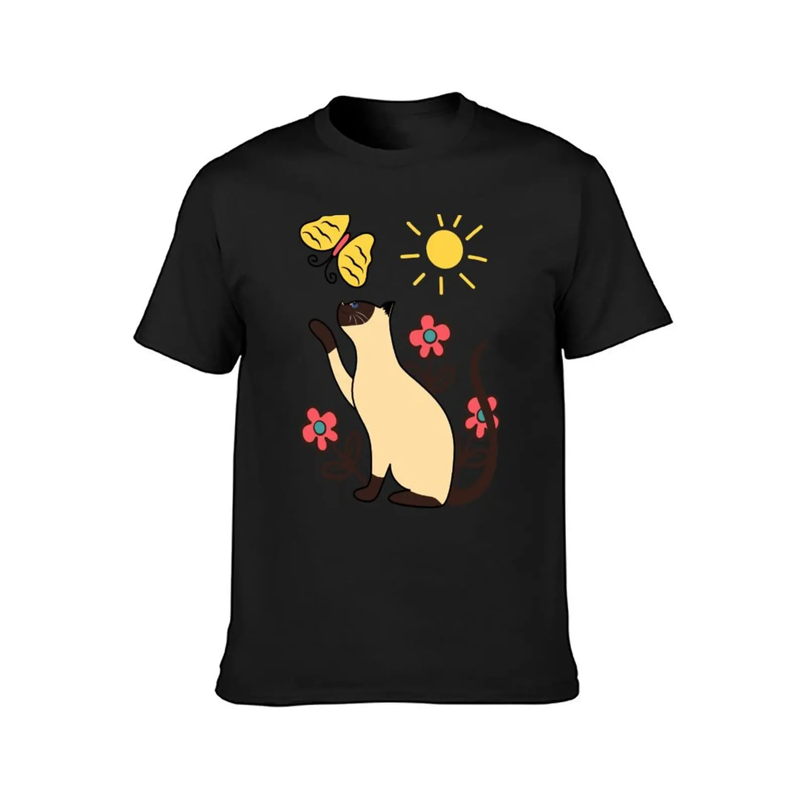 Siamese Cat Playing with Butterfly T-Shirt tees customs design your own heavyweights heavyweight t shirts for men