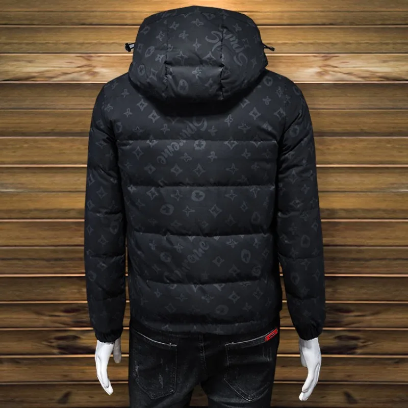 2023 New Men Down Jacket Winter Coat Male Short Hooded Korean Parkas Thick Warm Outwear White Duck Down Overcoat