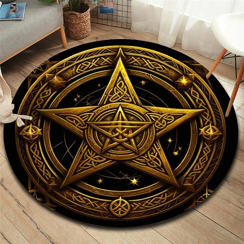 

3D Satan Fashion Pentagram Round 3D printed carpet Satan Bedroom Living Room carpet Office Parlour Rug