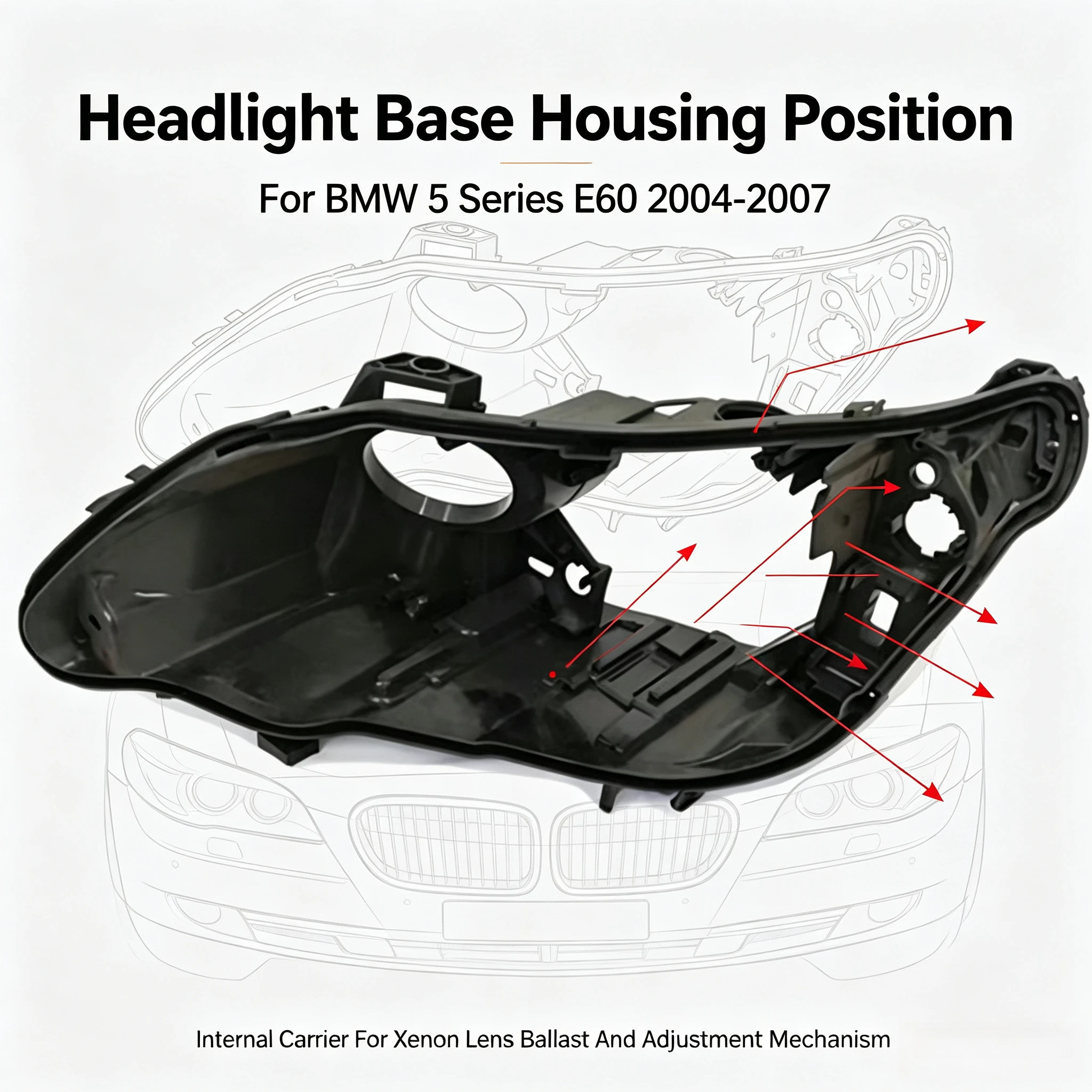 Moggic Headlight Rear Cover Housing Compatible With 5 Series E60 Sedan Model Years 2004 To 2007 Left Or Right Side Replacement - view 5