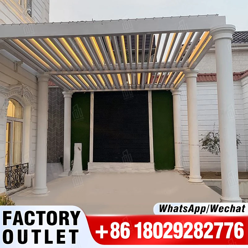 Customized Sustainable Waterproof 8x8 Louvered Pure Aluminum Pergola Garden Gazebo Bioclimatic Design