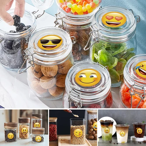 Imagen 2 del producto 500 uds/rollo de pegatinas de recompensa de expresión de cara sonriente divertida de dibujos animados 8 diseños redondos para PC Pad nevera regalo decoración Diy