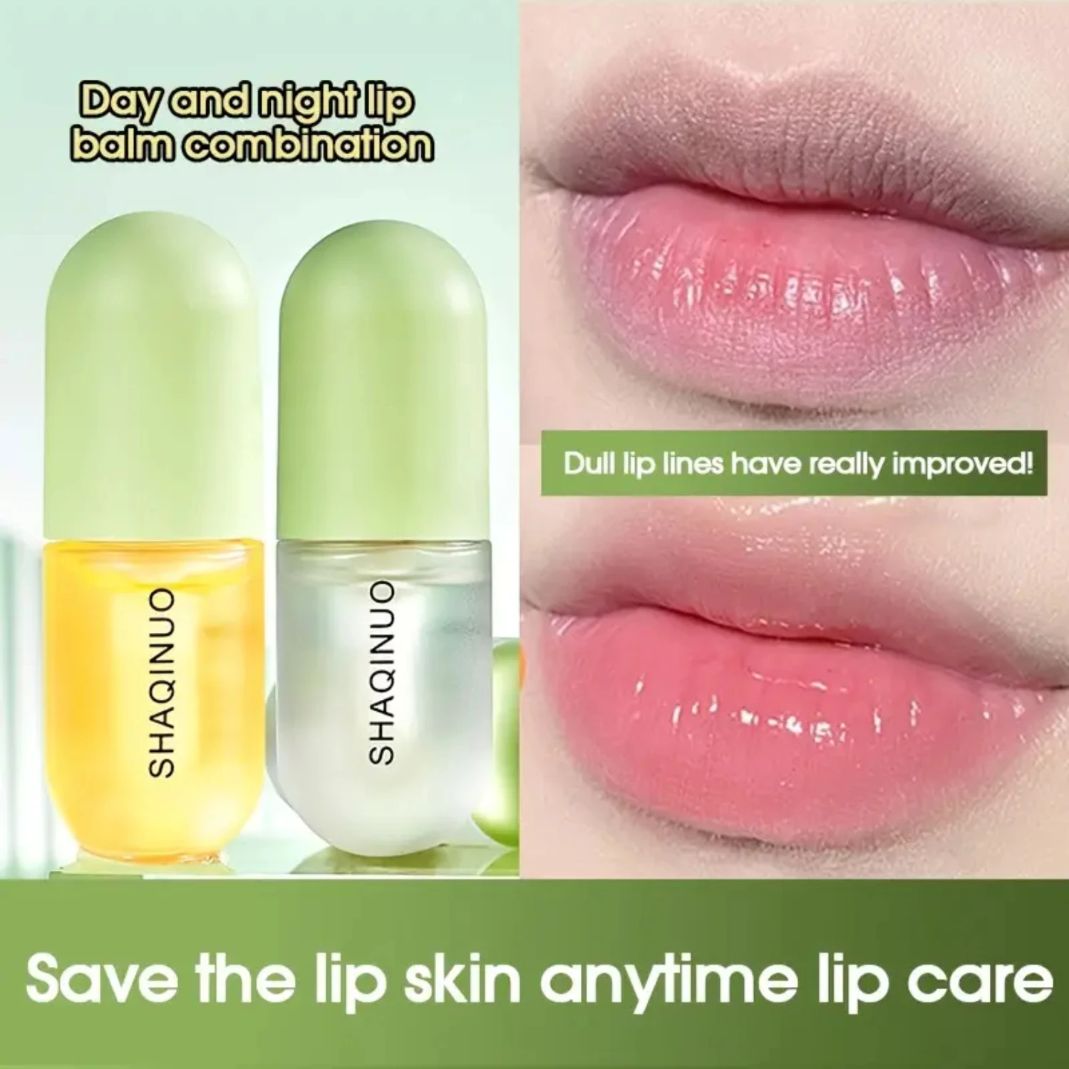 Vitamin E Lip Oil Lip Enhancer Plumper Serum für vollere Lippen – 2 Stück, feuchtigkeitsspendende Lippenmaske zur Reduzierung feiner Linien, wirksamer Tag und