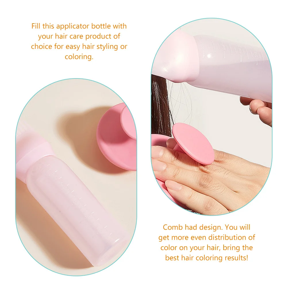 2Sets Root Comb Applicator Bottles Hair Coloring and Oiling Easy Squeeze Hair Care Tool for Even Distribution Comb Bottle