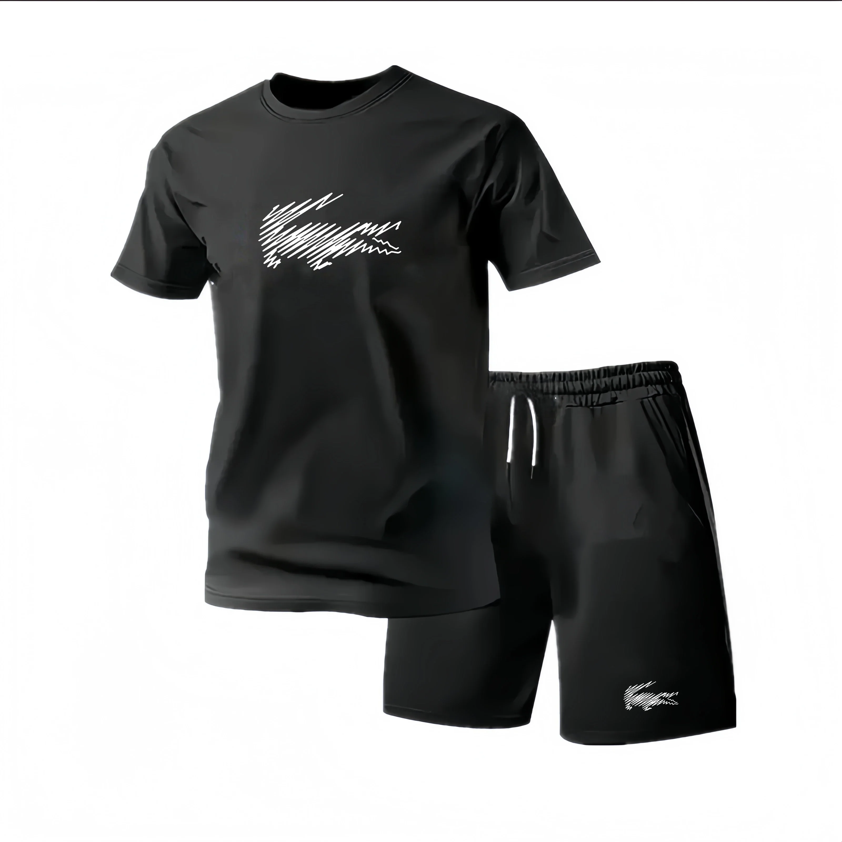 

Men's Two-piece Sportswear Short Sleeved T-shirt and Pants Set Running and Fitness Sportswear 2026 Summer Big Discount