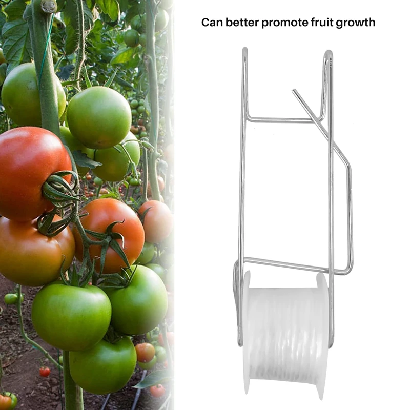 خطافات دعم الطماطم النباتية ، خطافات بكرات تعريشة الطماطم ، حبل خيط ، 15 متر ، 10 صولجان