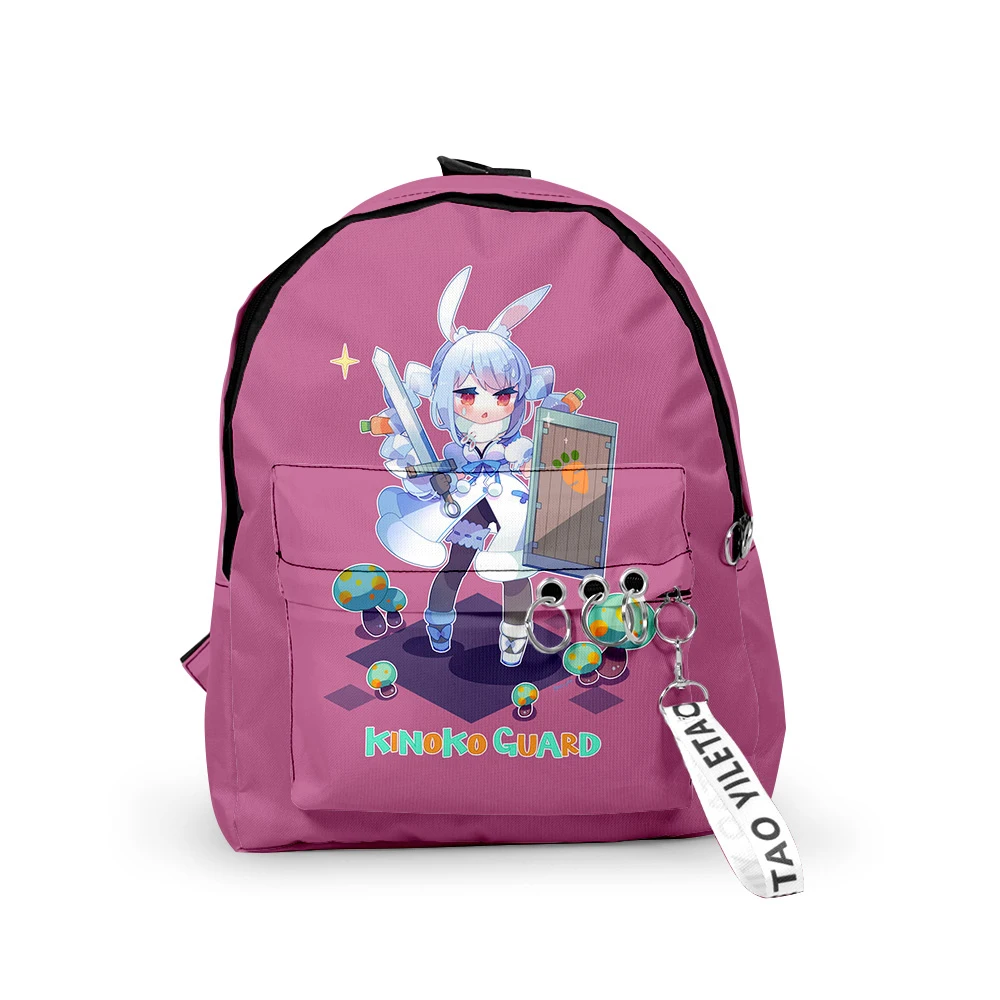 Classic HOLOLIVE VTuber Usada Pekora Backpacks Boys/Girls School Bags 3D Print Keychains Oxford Waterproof Small Backpacks