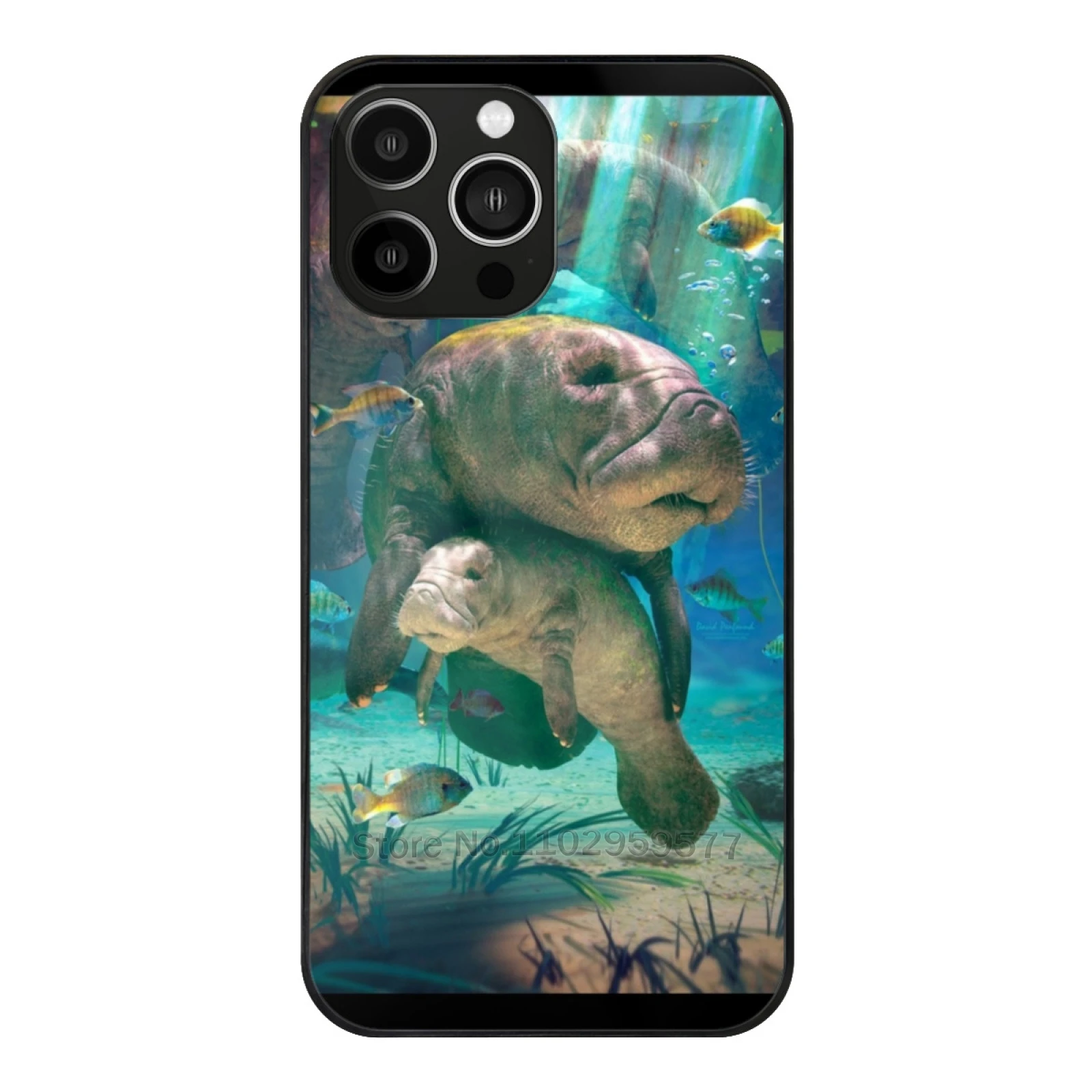 Manatee Glass Case For Apple Iphone 15 14 13 Pro 11 12 7 8 Plus Xs Max Tempered Phone Cover Manatee Manitee Manaty Manatie